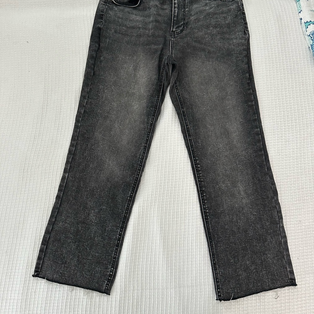 OAT New York Black Straight Leg Jeans with Contrasting Stitching